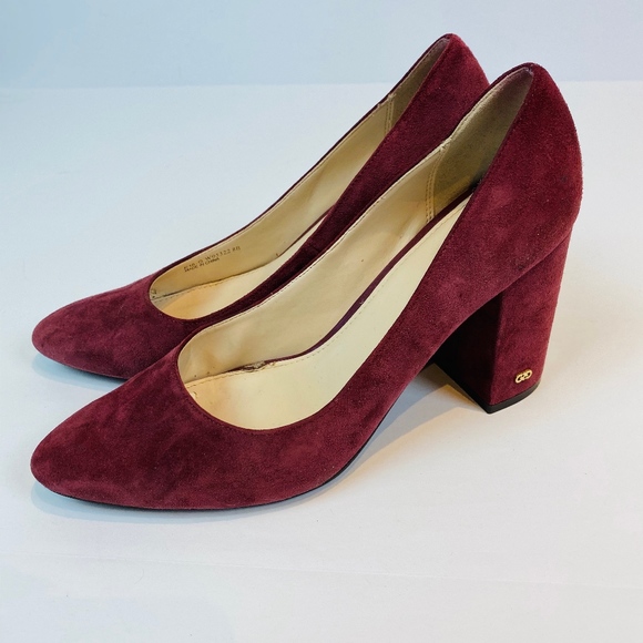 Cole Haan Alanna II Burgundy Suede Chunky Pumps - Picture 5 of 8
